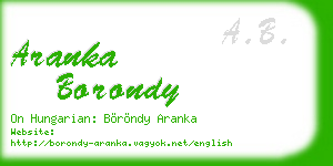 aranka borondy business card