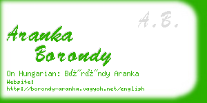 aranka borondy business card